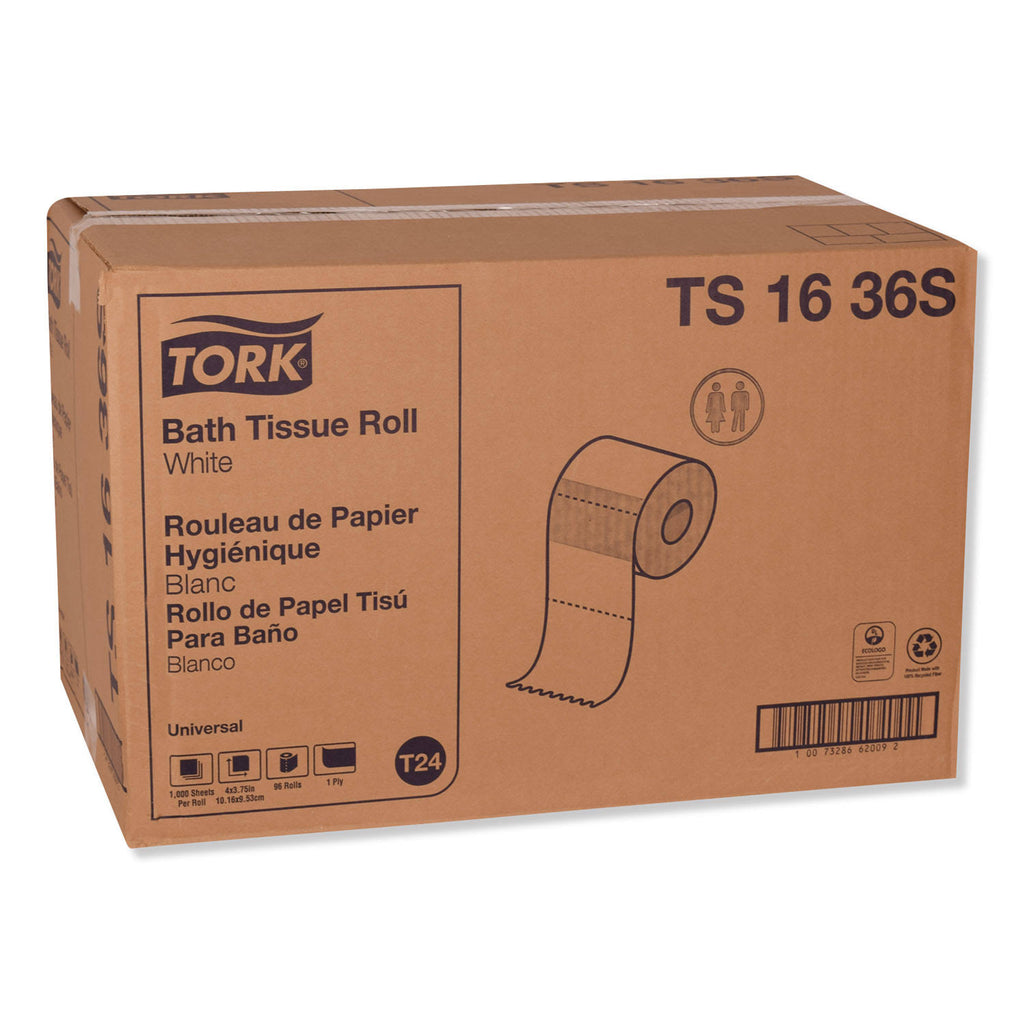 White 1-Ply Bath Tissue, 1000 Sheets/Roll, 96 Rolls/Carton M3353