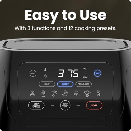 Black 10L Digital Air Fryer with Rotisserie Y593