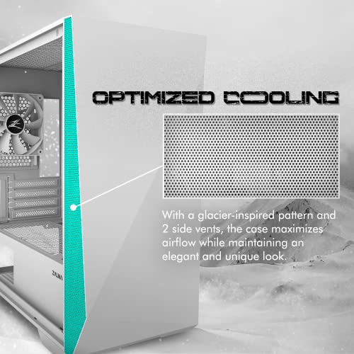 White mATX PC Case with Tempered Glass Side Panel Y545762