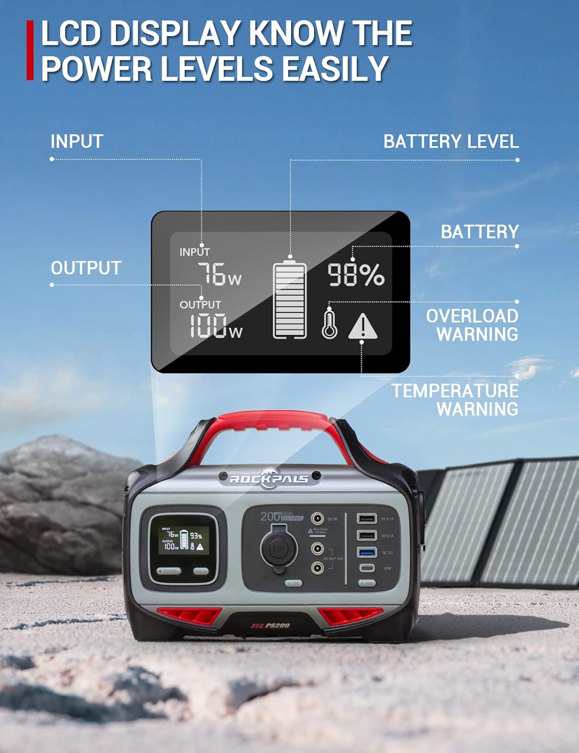 Portable Power Station 200W 224Wh Solar Generator T389
