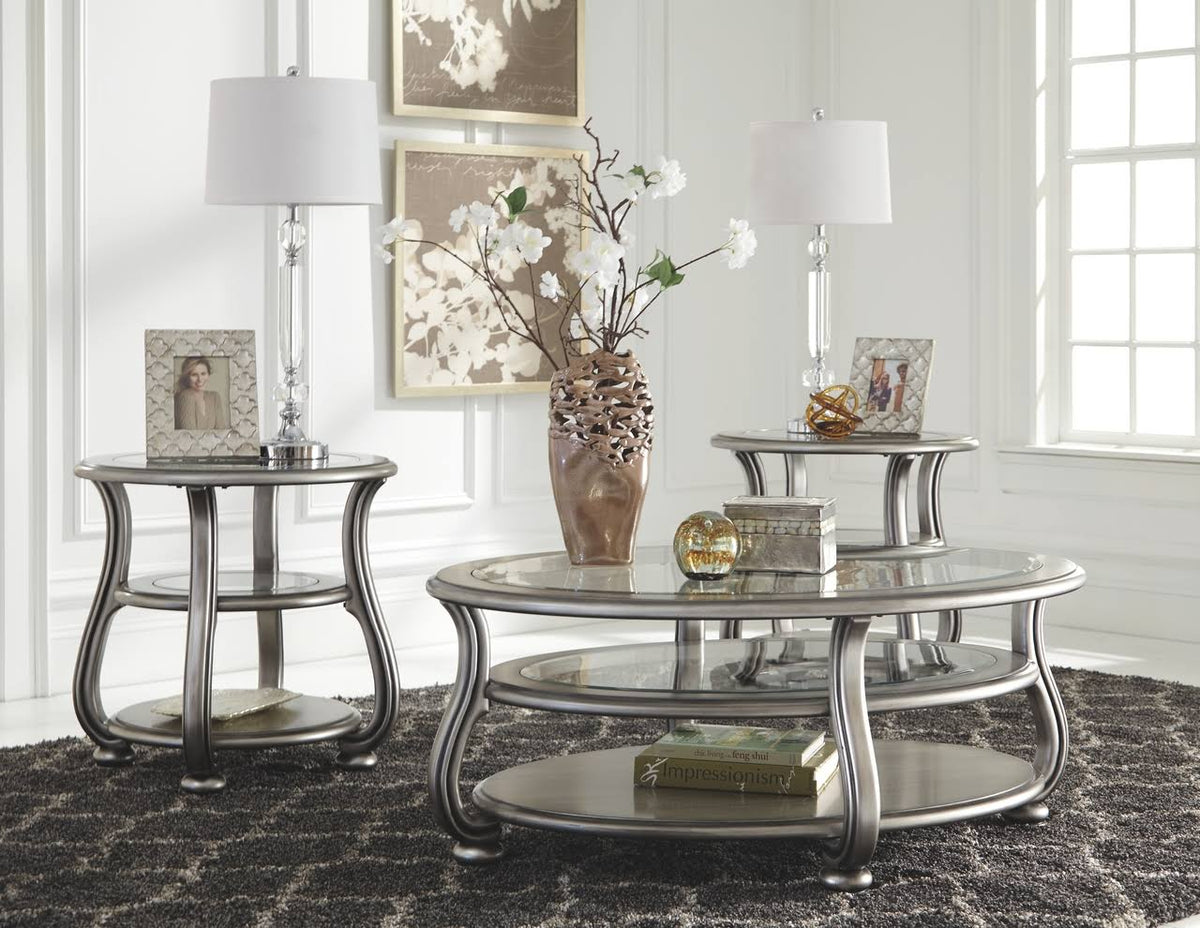 Silver Glass Accent Console Table J70518