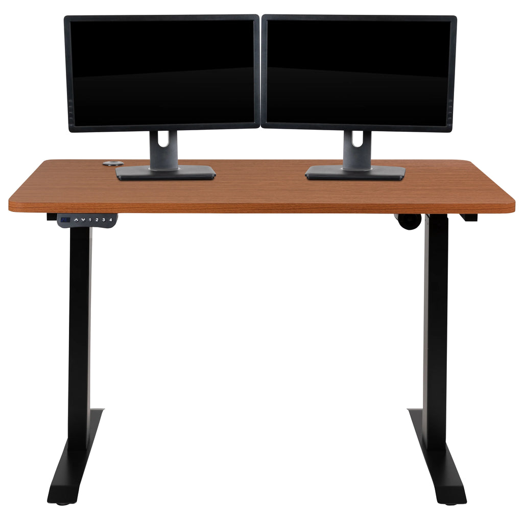 Electric Height Adjustable Standing Desk 48" Wide x 24" Deep Mahogany I988