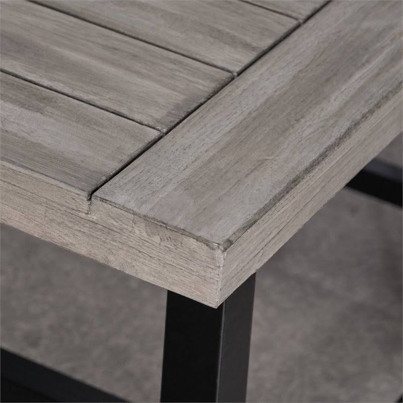 3 Piece Outdoor Acacia Wood Dining Set in Light Gray Z592