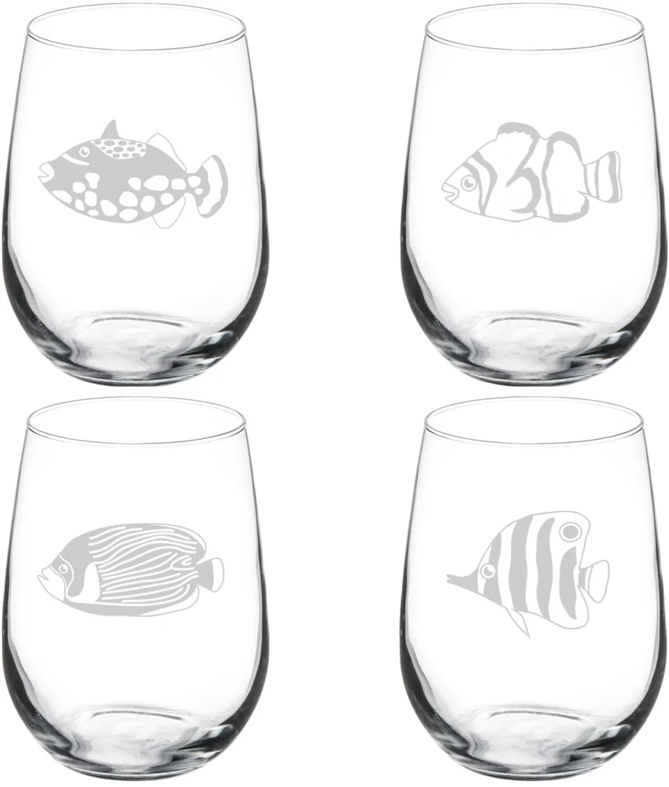 Set of 4 Stemless Wine Glass 17 oz Q206179