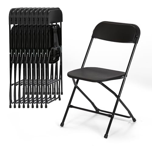 Black 10 Pack Plastic Folding Chair 350 LB Weight Capacity N536388
