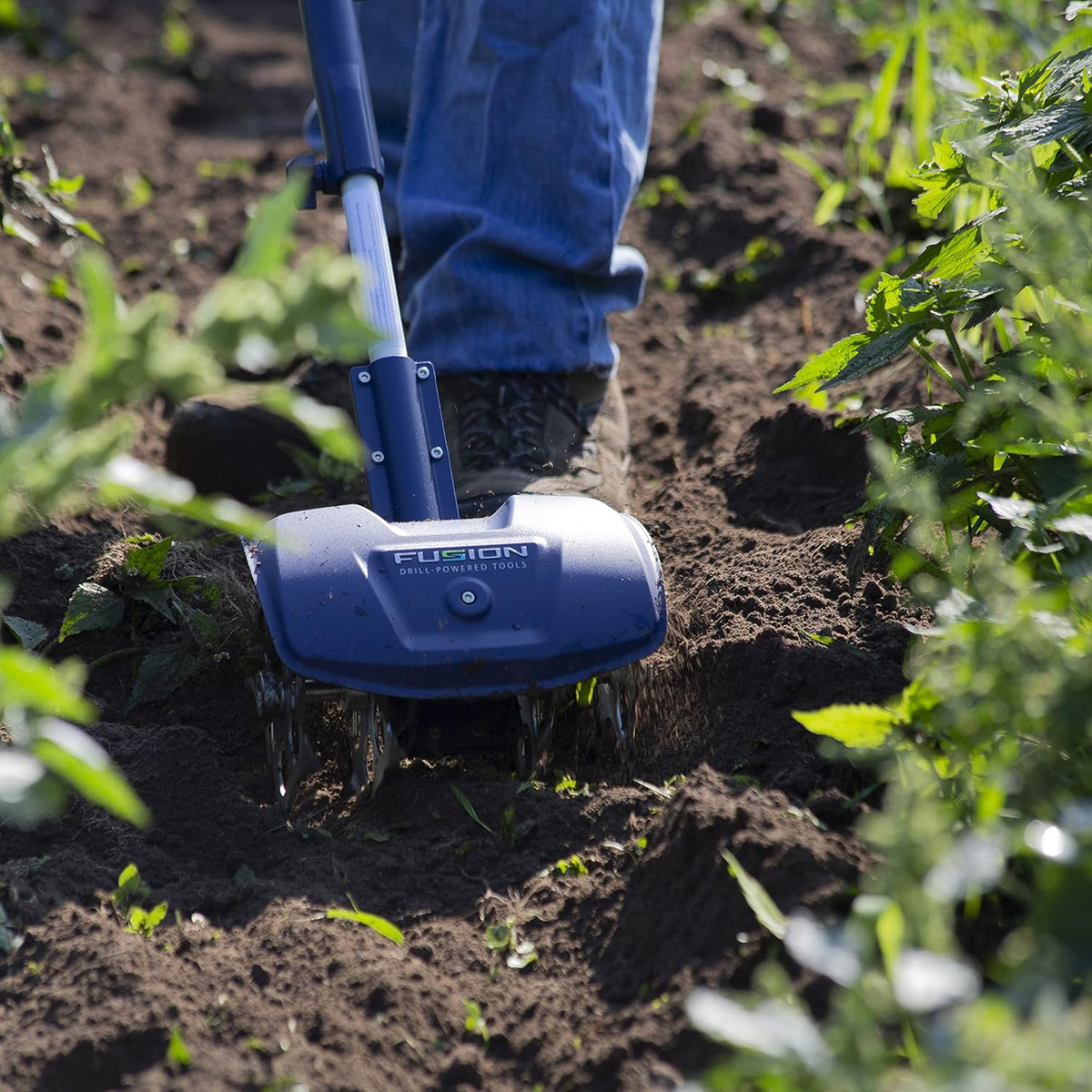 Drill-Powered Cultivator, Adjustable Tilling Width Up To 8”, Tilling Depth Up To 5.5”, Compatible With Most Cordless Drills K570