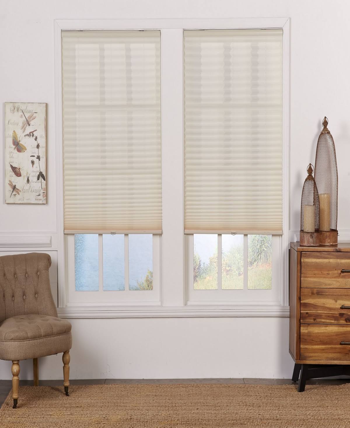 White Cordless Light Filtering Pleated Shade 23x64 D269329