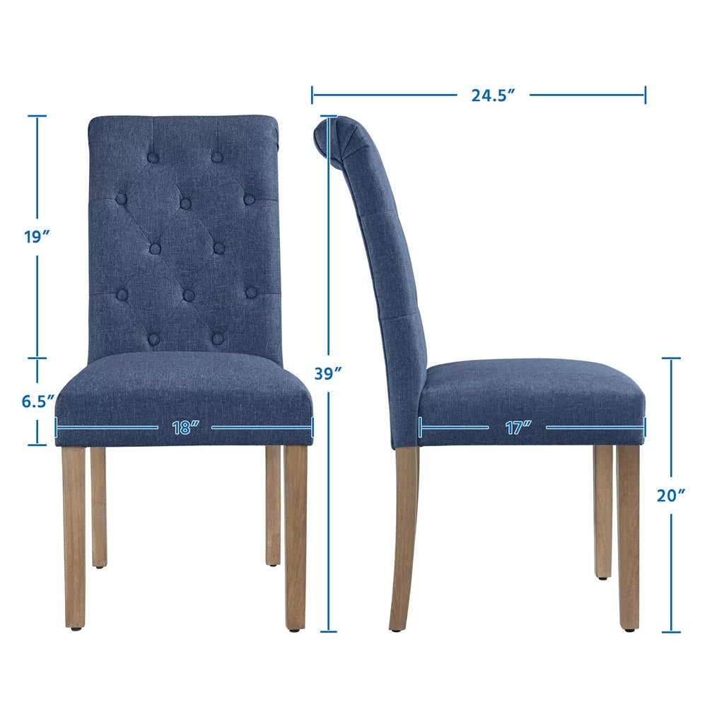 Blue Fabric Upholstered Dining Chair Set of 2 D521708