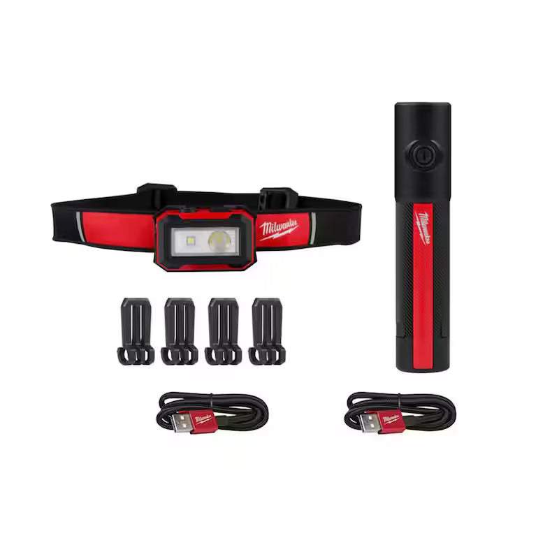 450 Lumens Rechargeable Magnetic Headlamp & 500 Lumens Flashlight 2-Pack I704485