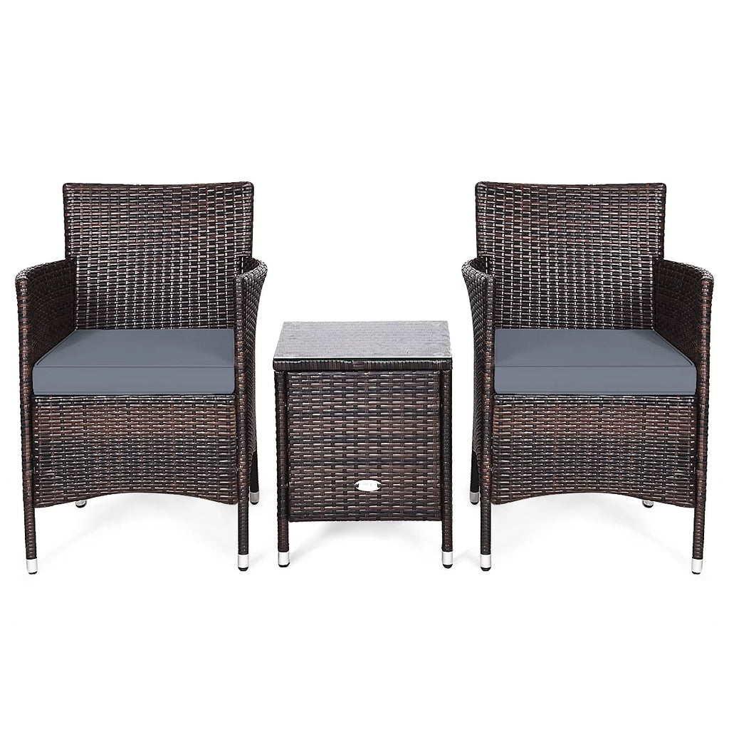 Outdoor Rattan Conversation Set 3 Pieces Q28404