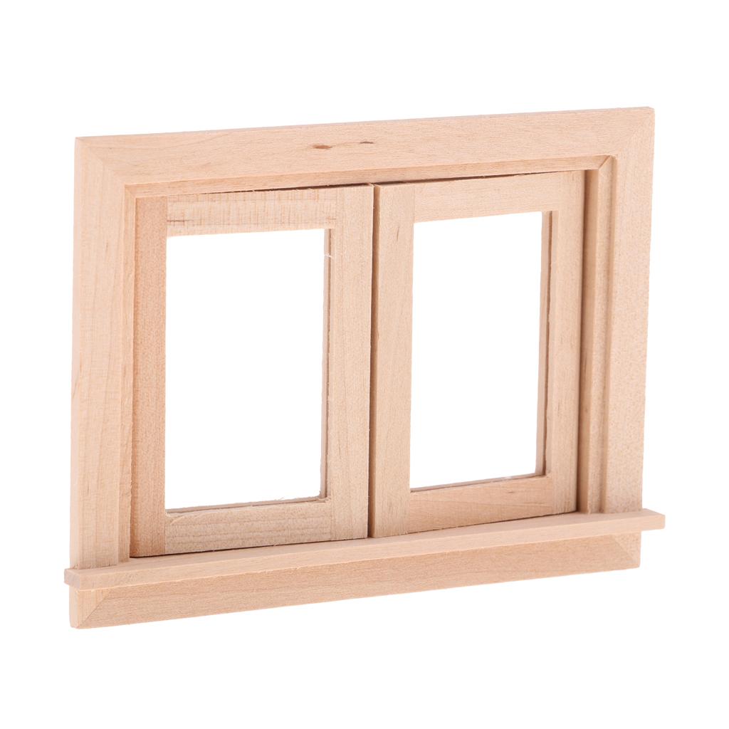 3 Pieces 1/12 Dollhouse DIY Unpainted 2-Pane Window Frame U4917