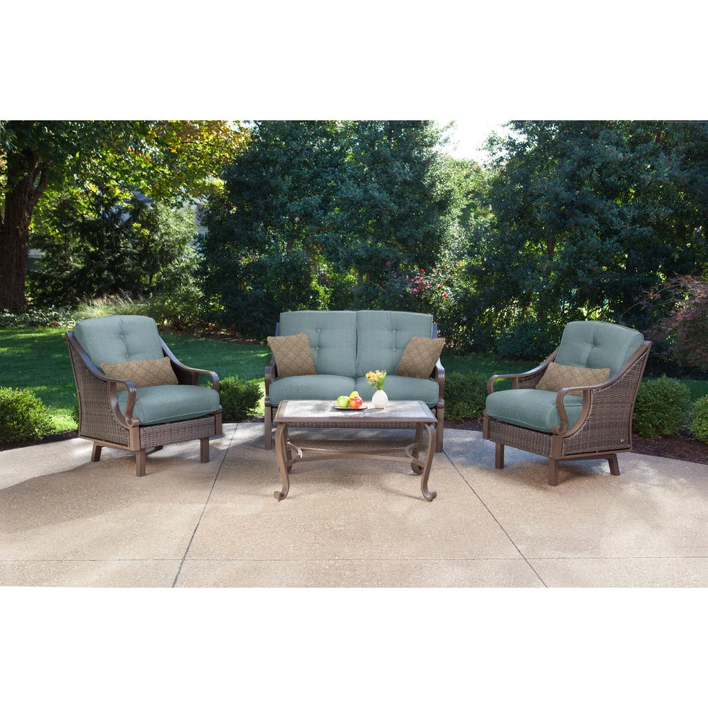 Ocean Blue Wicker and Steel Outdoor Conversation Set K585972