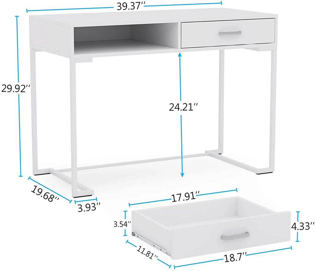 White Computer Desk with Drawers B624045