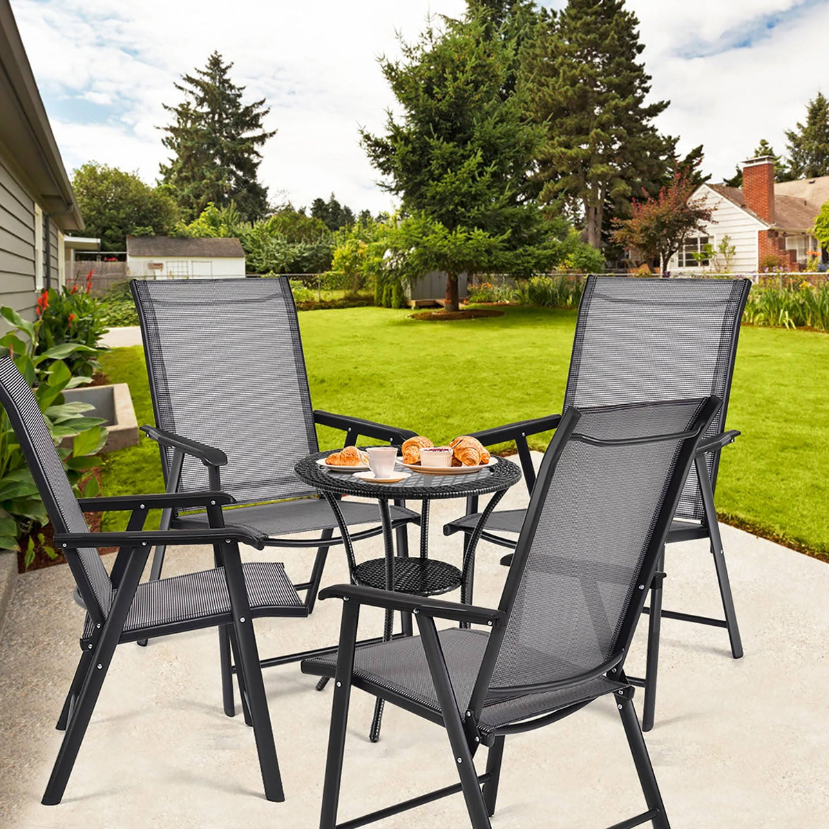 Grey Set of 4 Patio Folding Chairs U1472