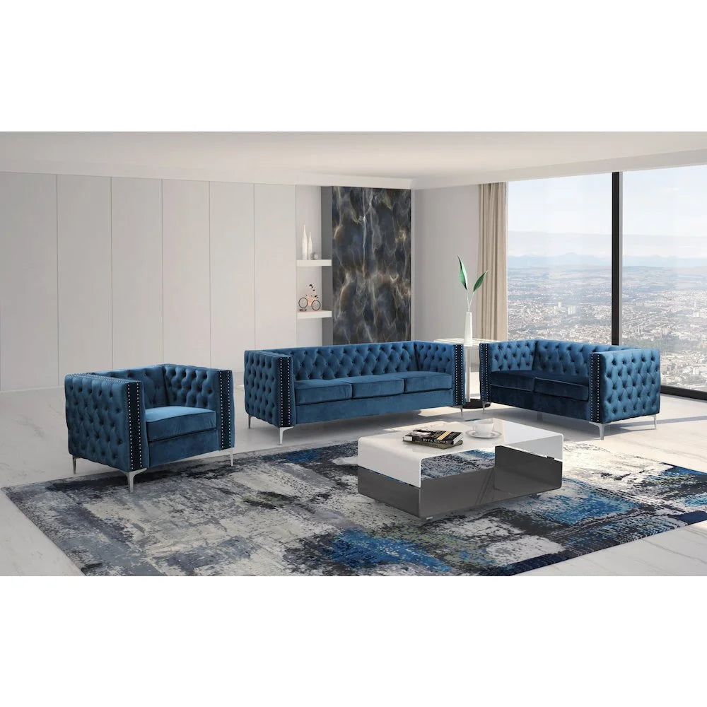 Navy 2 Piece Fabric Sofa and Loveseat Set M26703