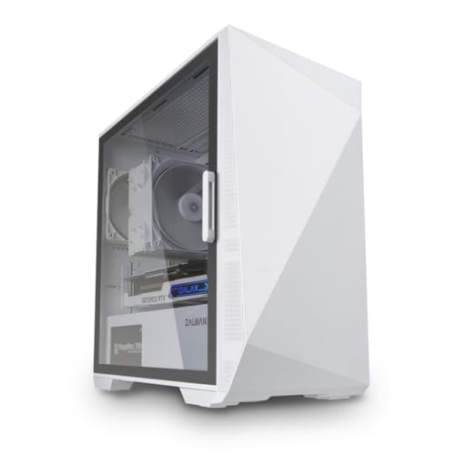 White mATX PC Case with Tempered Glass Side Panel Y545762