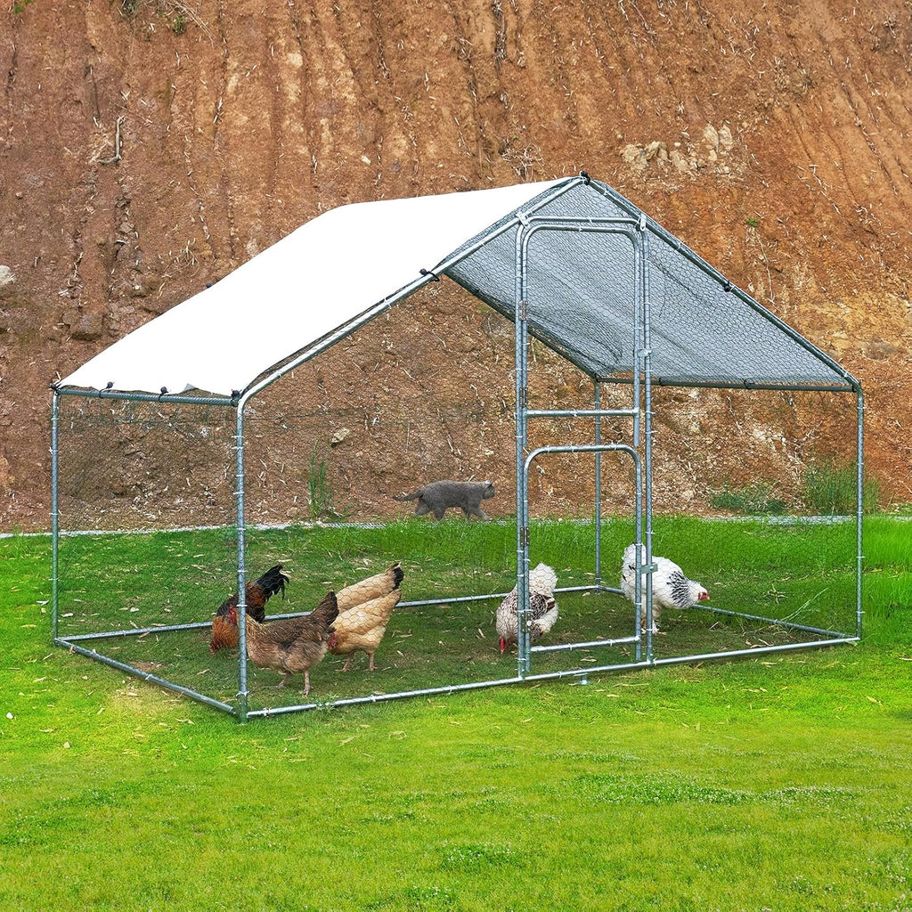 Large Metal Chicken Coop with Anti-UV Cover (9.8 * 6.6FT) H63516