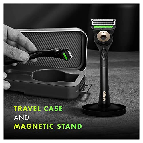 Gold Edition Razor with Exfoliating Bar, 1 Handle, 3 Razor Blade Refills, 1 Travel Case, 1 Premium Magnetic Stand O12360