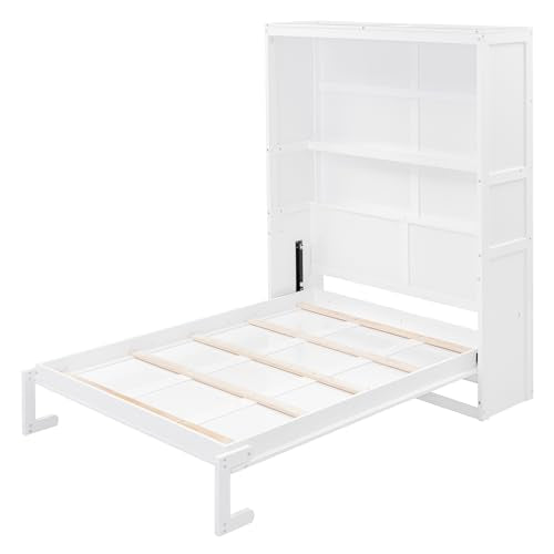 White Queen Murphy Wall Bed with Cushion J340