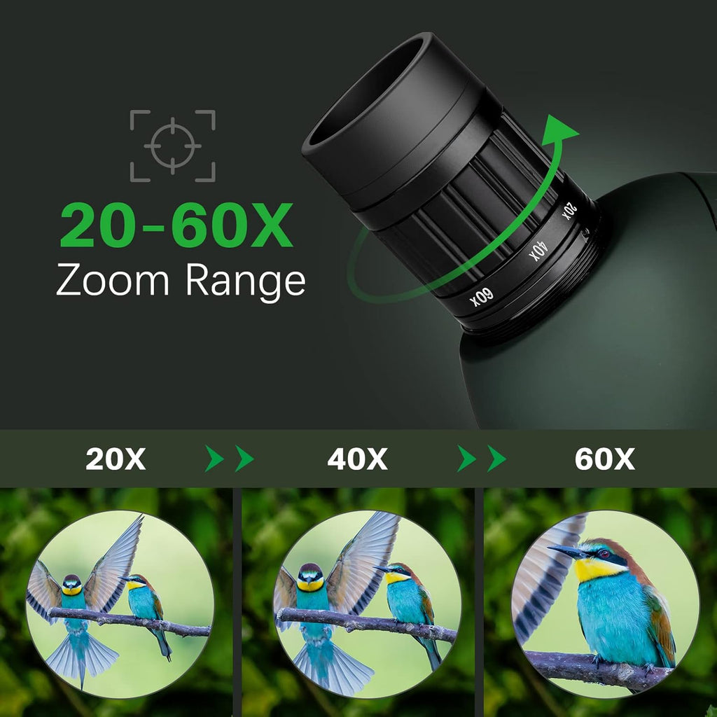 20-60x60 Spotting Scope with Carrying Case, Tripod and Smartphone Adapter Y195075