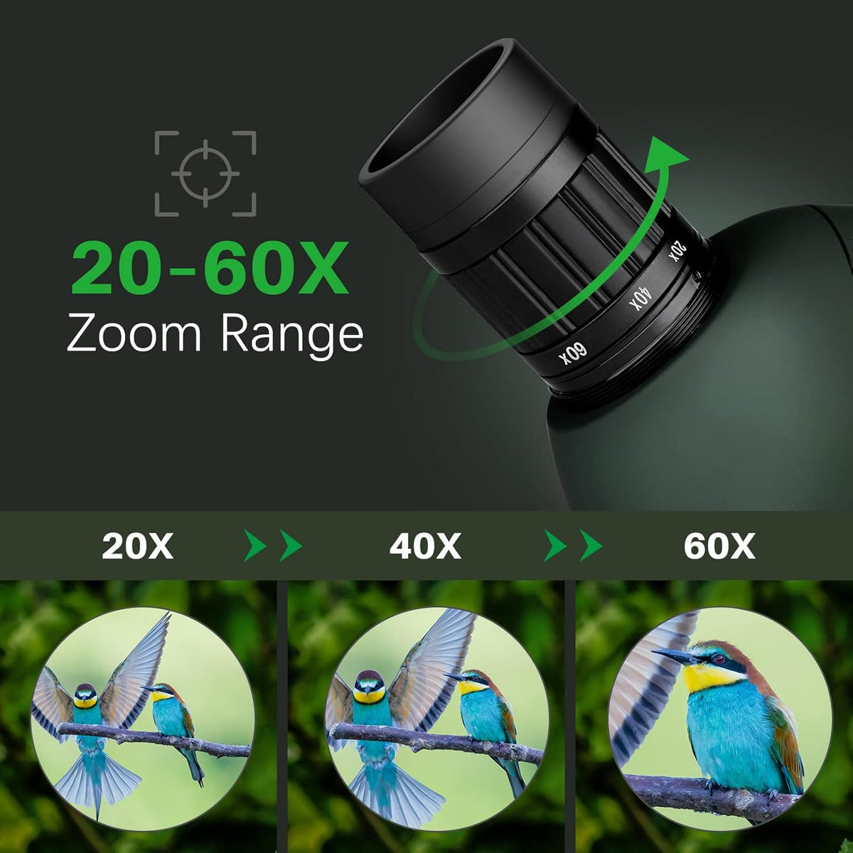 20-60x60 Spotting Scope with Carrying Case, Tripod and Smartphone Adapter Y195075