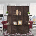 6 FT Tall Extra-Wide Folding Privacy Partition with 2 Shelves Brown C4334