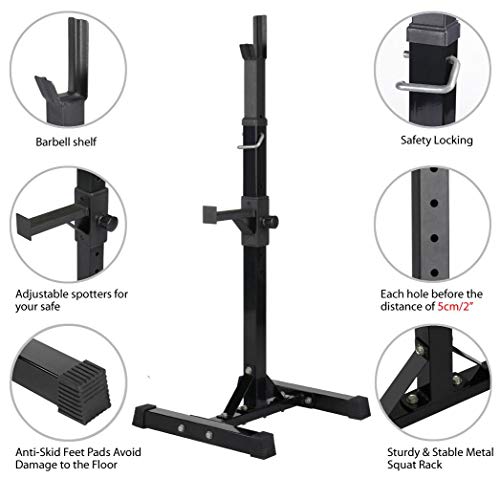Pair of Adjustable Solid Steel Squat Rack Stands E66376