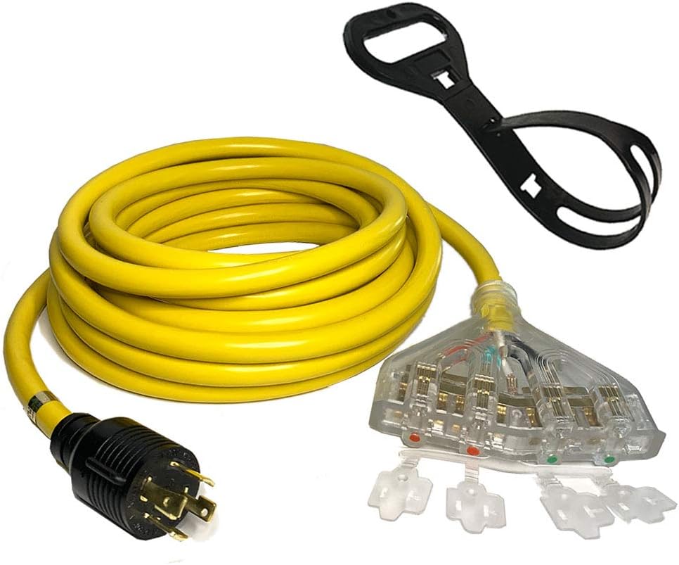 40Ft L14-30P to Four 5-20R 30 Amp Generator Power Cord V93647