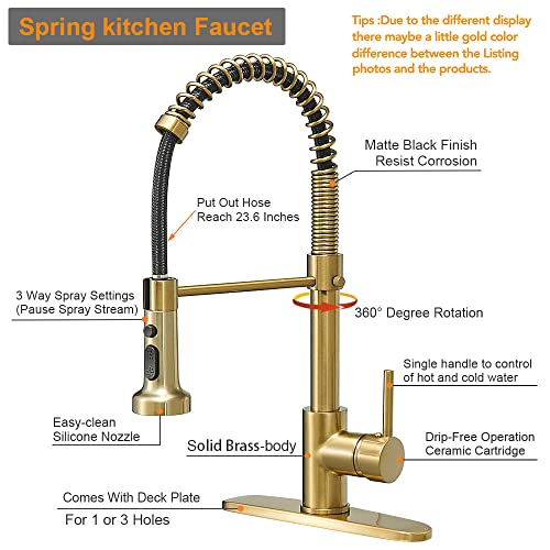 Matte Black&Brushed Nickel Spring Kitchen Faucet with Pull Down Sprayer C158563