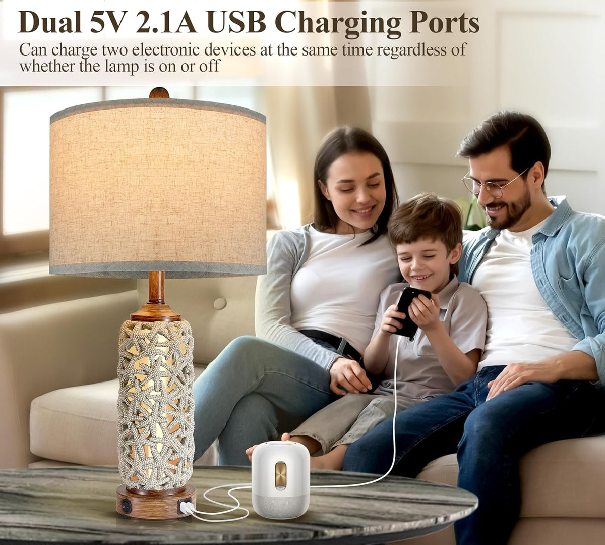 26.5'' Tall Table Lamp with Dual USB Port J7603