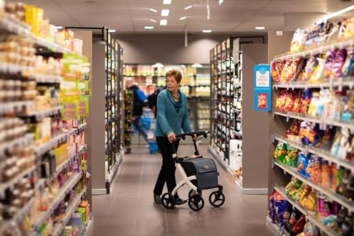Upright Rollator Walker with seat, Lightweight Folding Walker with Large Shopping Bag S5343
