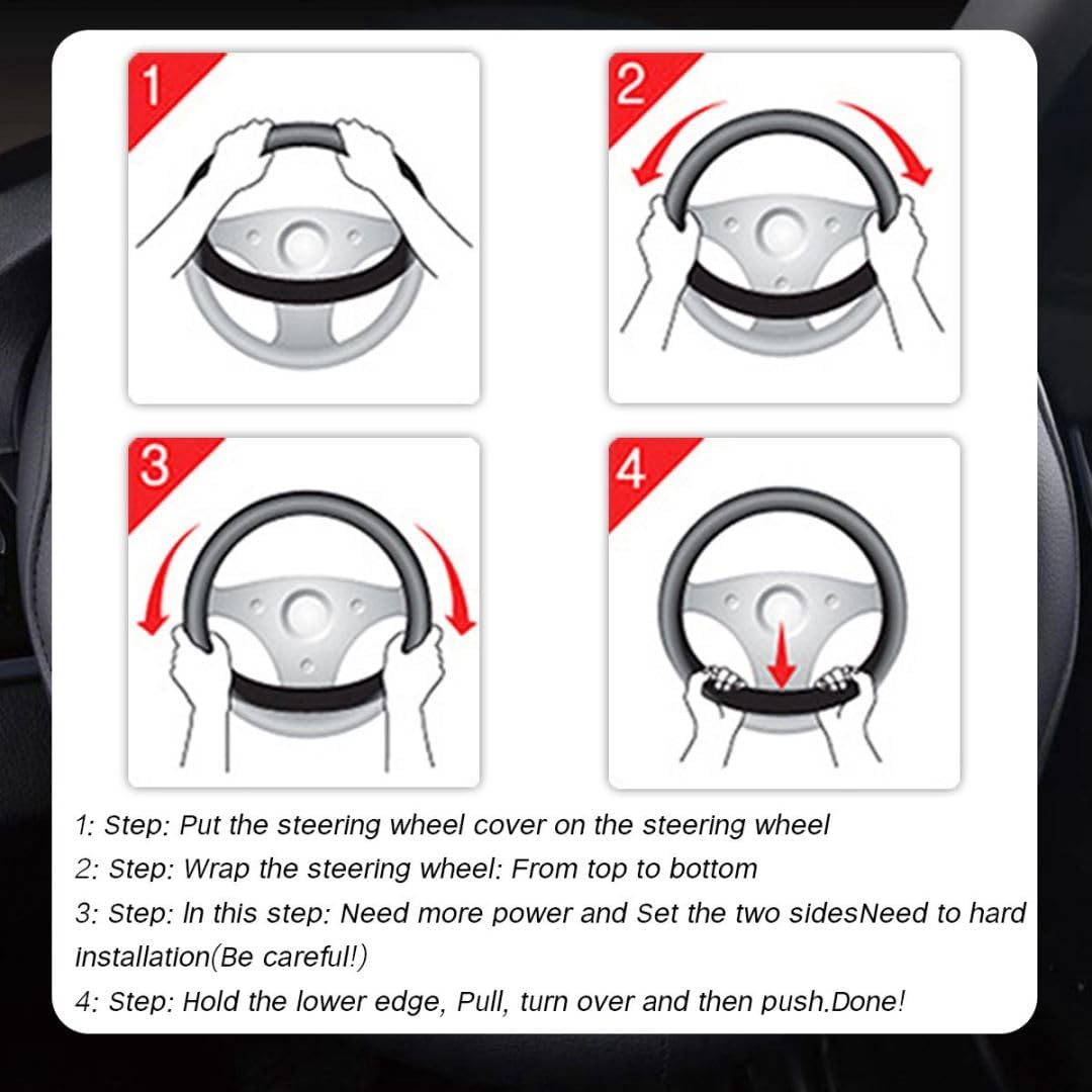 Beige 14.5-15 Inch Leather Steering Wheel Cover V781