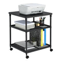 3-Tier Printer Stand Rolling Cart with Adjustable Shelf and Swivel Wheel Black T6999