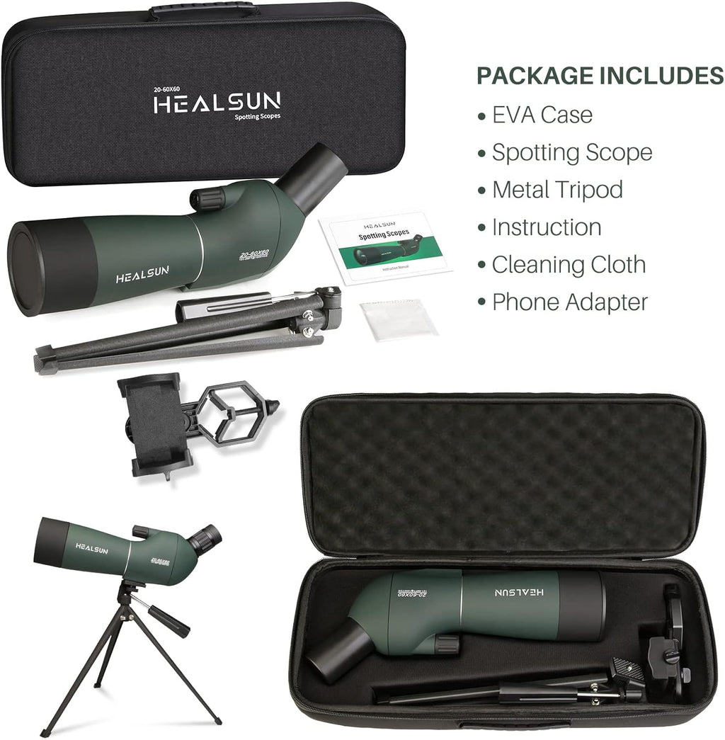 20-60x60 Spotting Scope with Carrying Case, Tripod and Smartphone Adapter Y195075