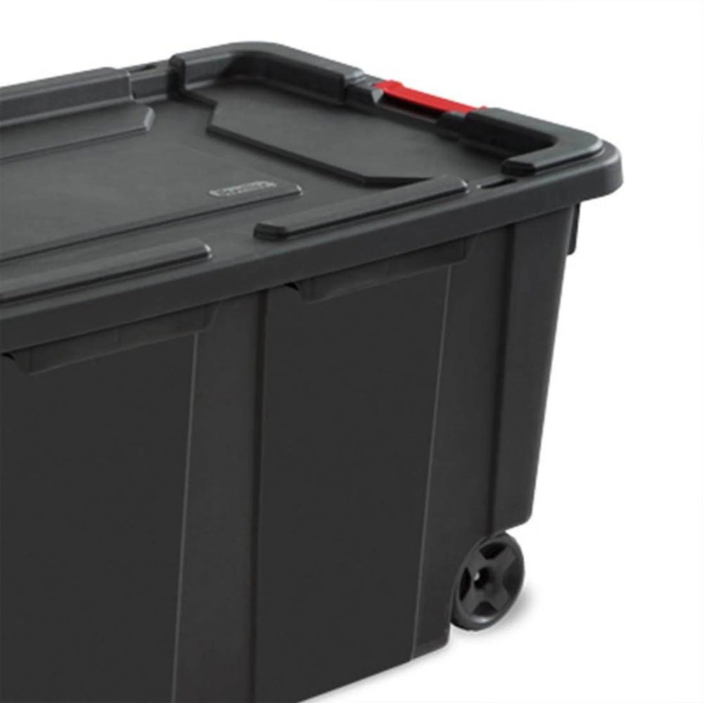 Black 8 Pack 40 Gallon Wheeled Storage Tote D2809