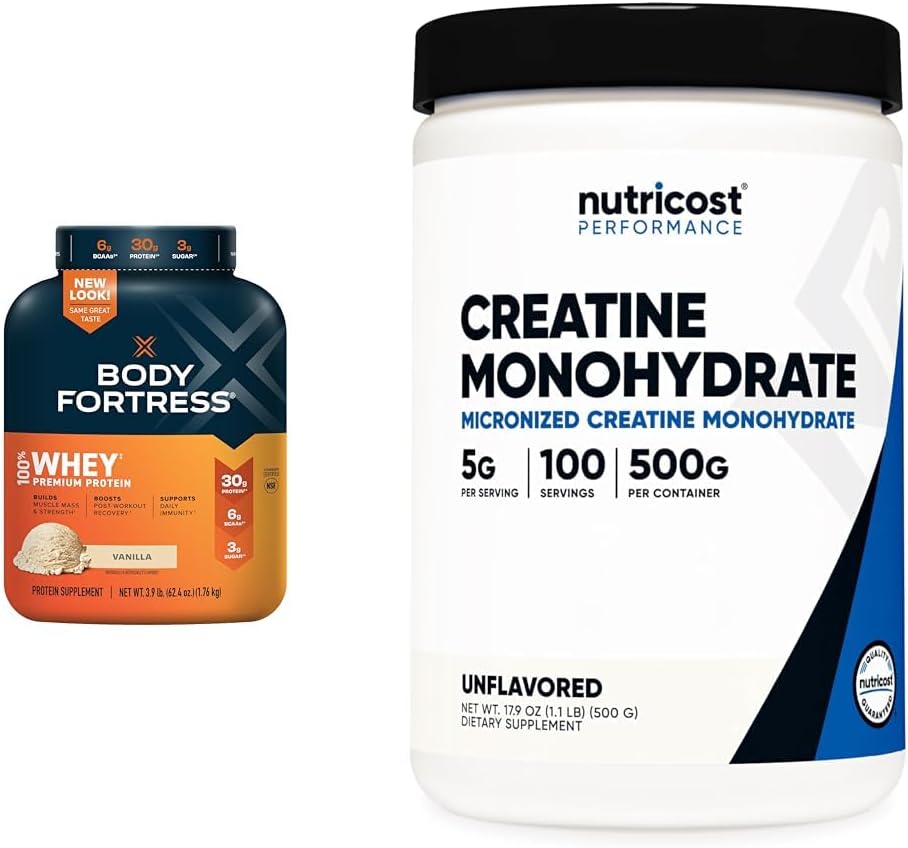 Vanilla Whey Protein Powder 1.78lbs and Creatine Monohydrate Powder 500G V975014