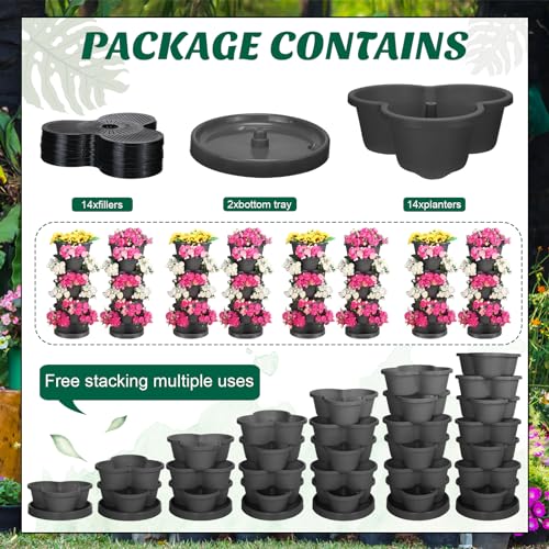 2 Pcs 7 Tier Stackable Planter U510194