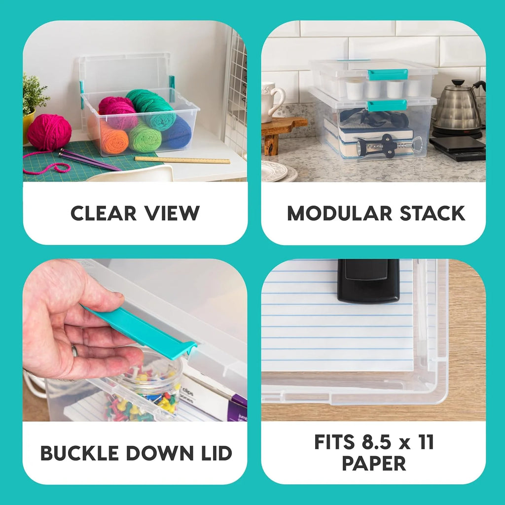 12 Qt Plastic Storage Bins, 4 Pack R4869