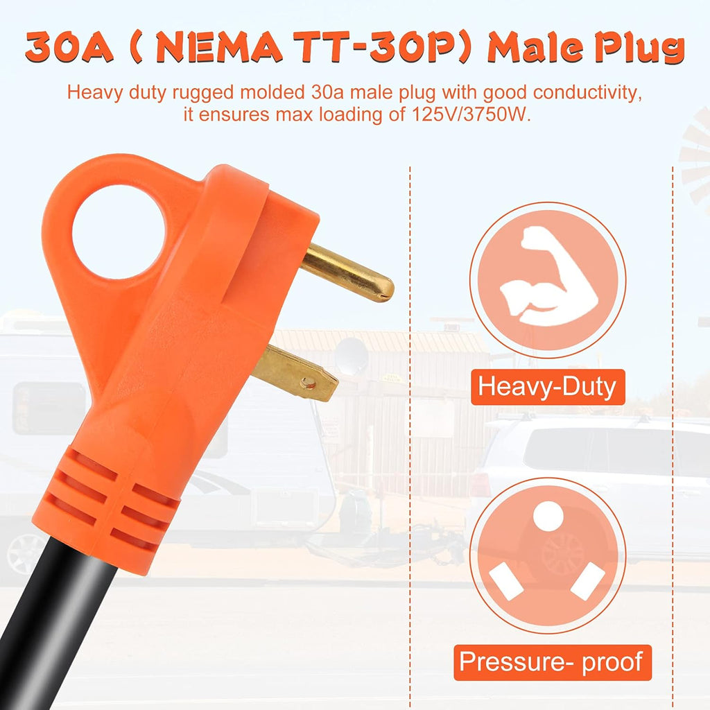30 Amp Male to 50 Amp Female RV Adapter Cord 12inch N5665