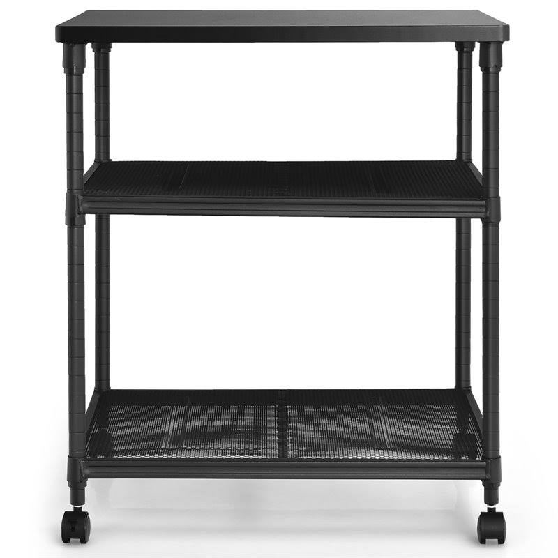 3-Tier Printer Stand Rolling Cart with Adjustable Shelf and Swivel Wheel Black T6999