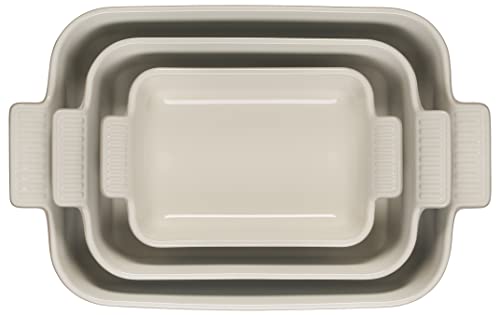 White Stoneware Rectangular Dishes Set of 3 Y7327
