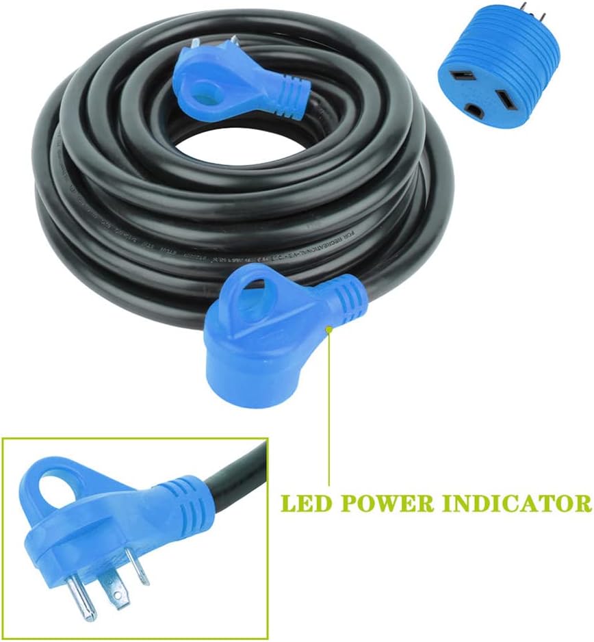 30FT 30 Amp RV Extension Cord with LED Power Indicator T4768