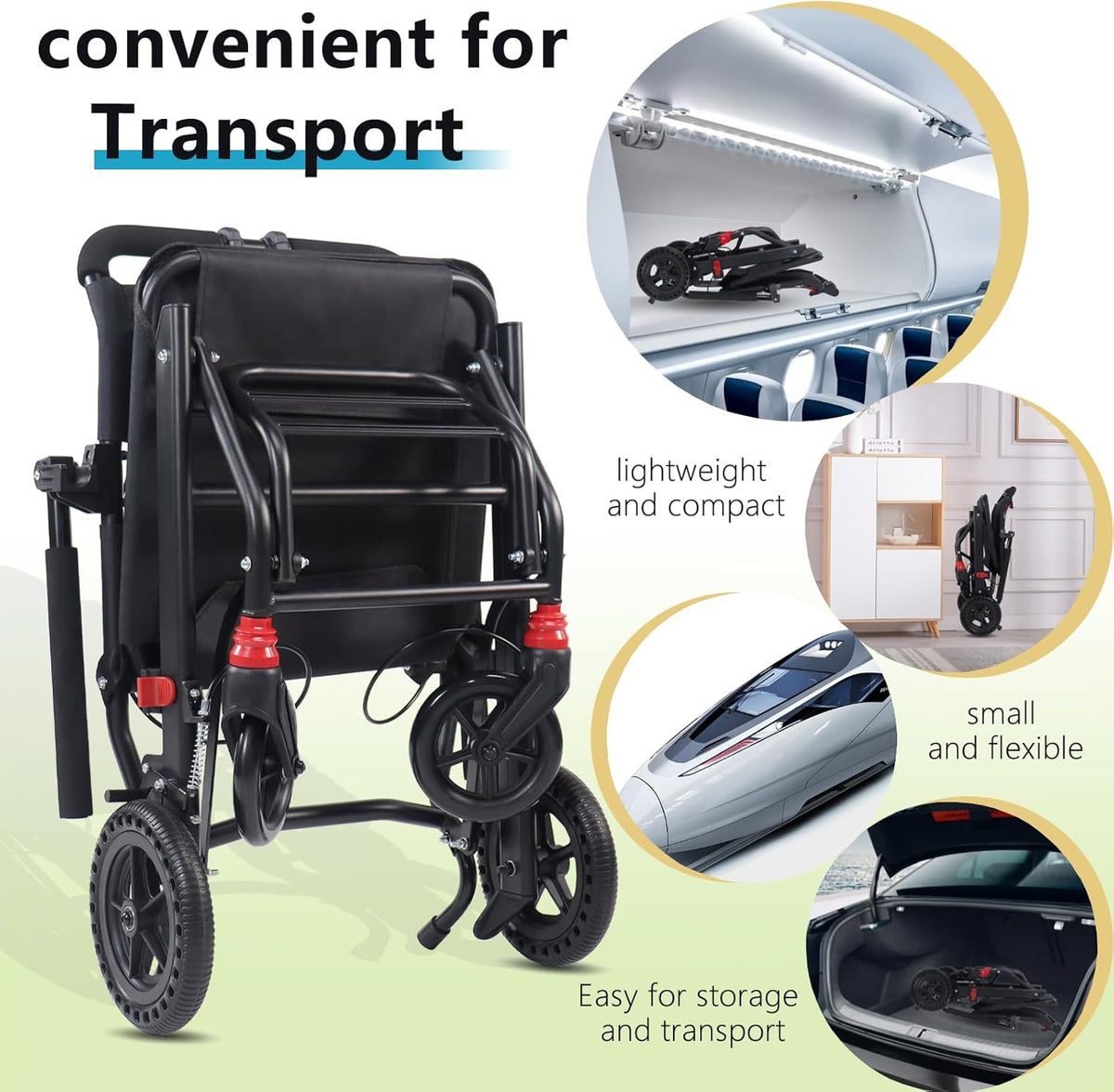 Ultra-Light Portable Folding Wheelchair with Handbrake C69753