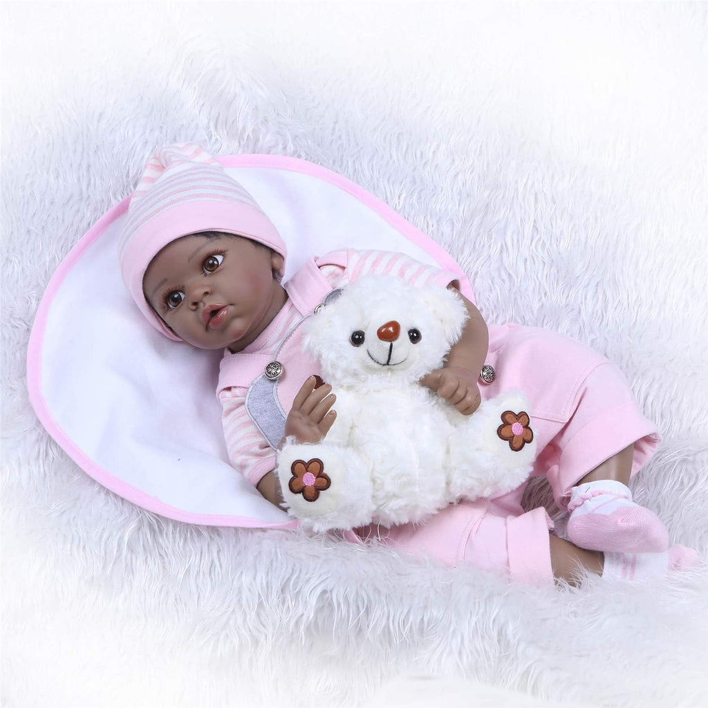African American Reborn Baby Dolls 55cm Dark Skin Lifelike Newborn Dolls Twins L2001