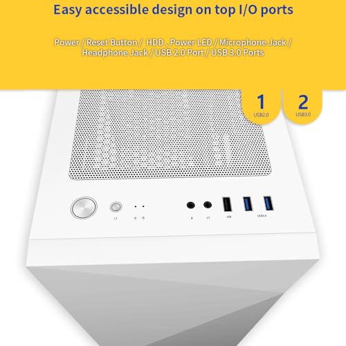 White mATX PC Case with Tempered Glass Side Panel Y545762
