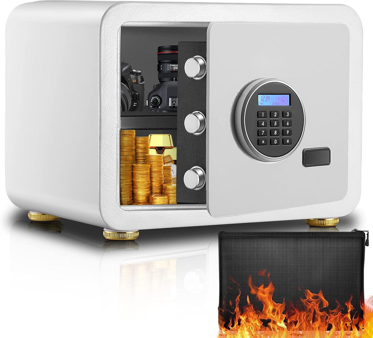 4.0 Cub Fireproof Waterproof Digital Safe Box with Fireproof Document Bag X7993