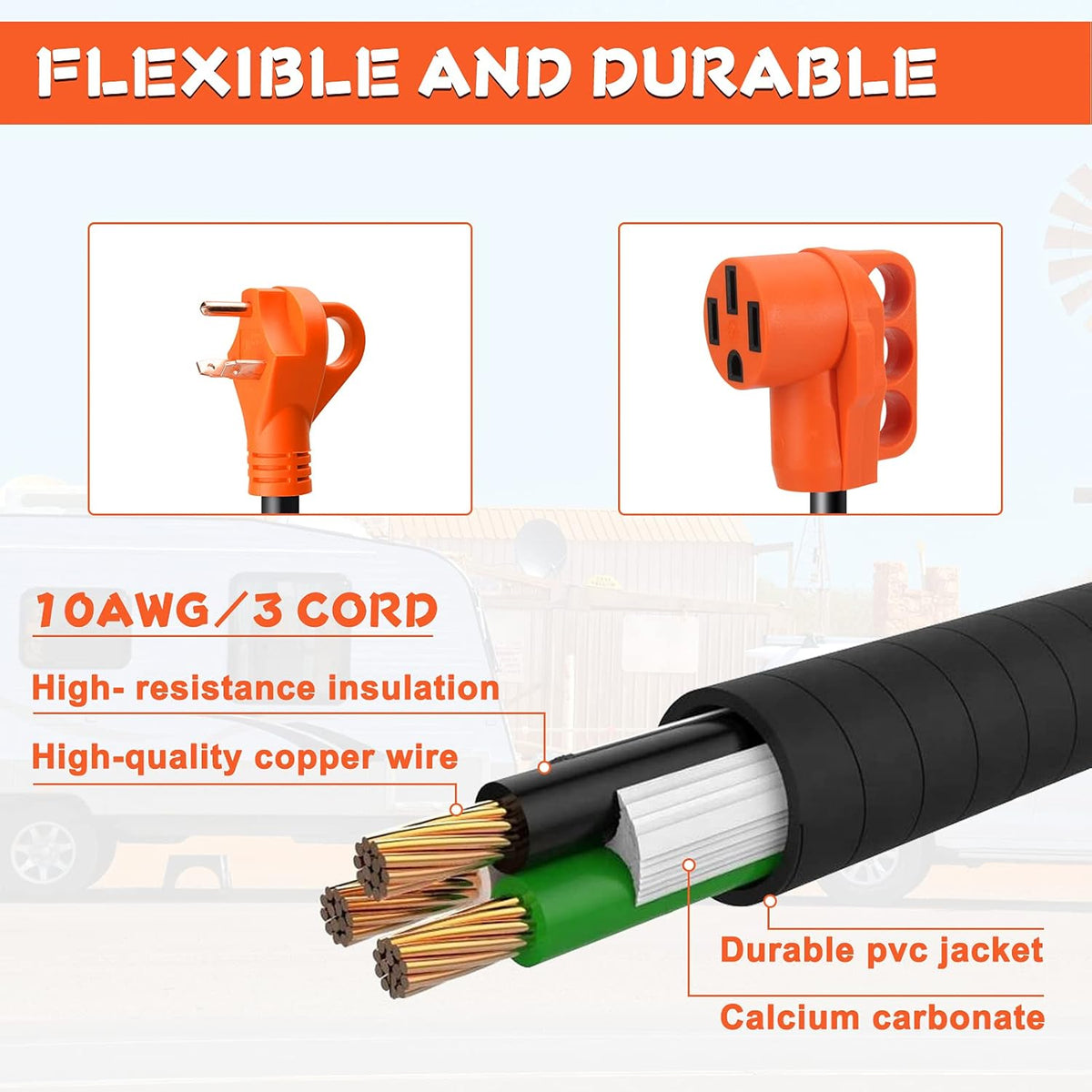 30 Amp Male to 50 Amp Female RV Adapter Cord 12inch N5665