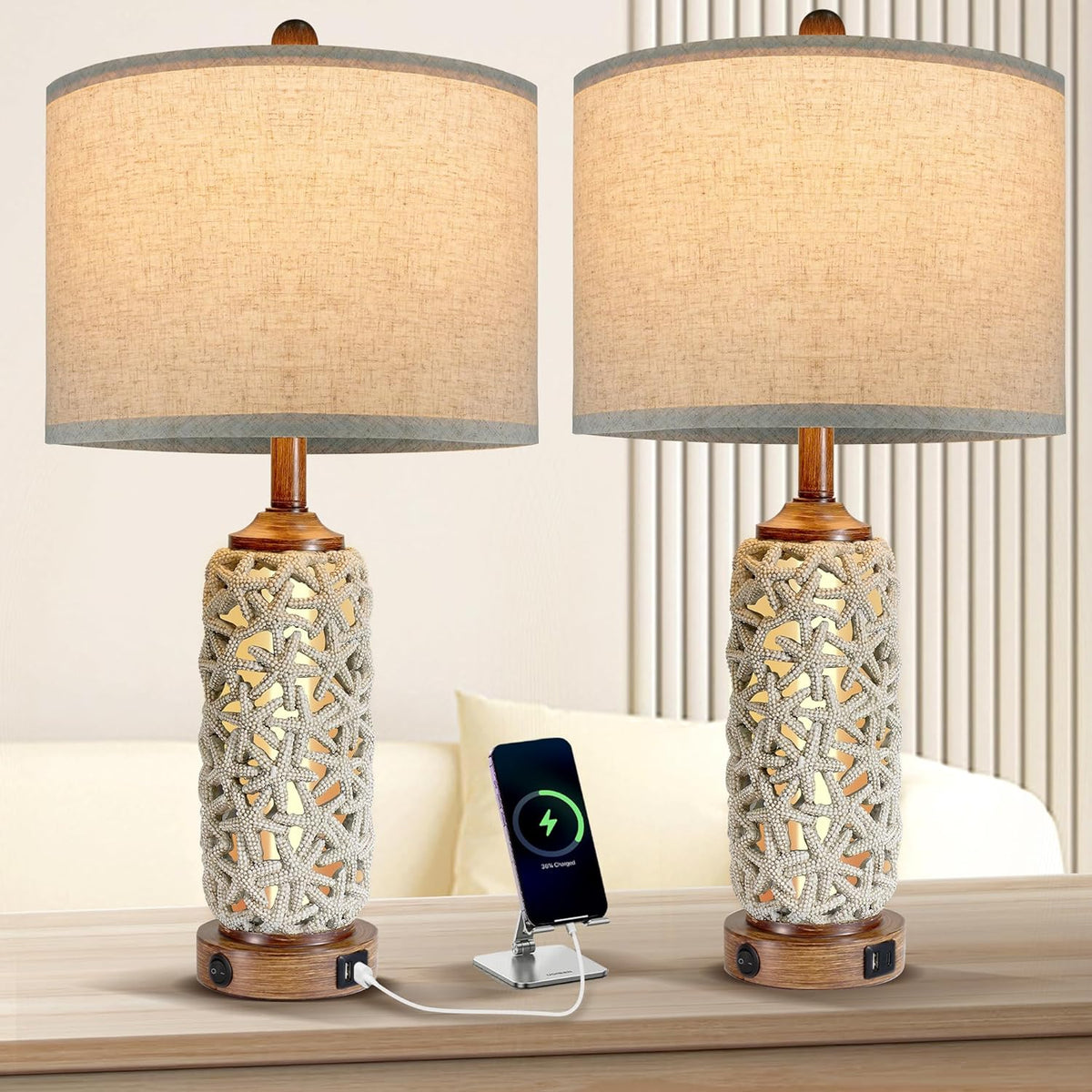 26.5'' Tall Table Lamp with Dual USB Port J7603