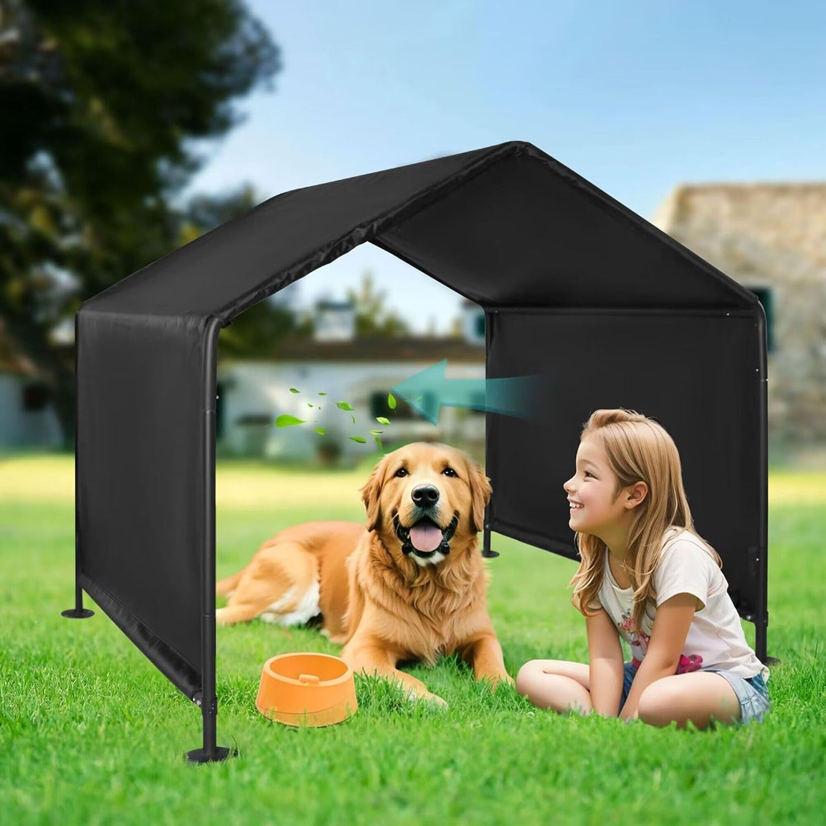 Black Waterproof Dog House (49" L x 49" W x 43" H) P600