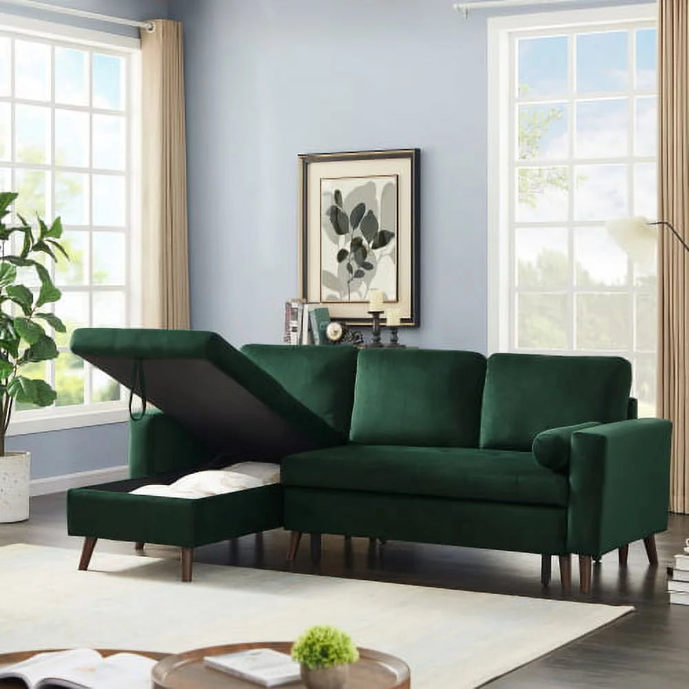 88 inch Reversible Pull out Sleeper Sectional Storage Sofa Bed Y67127